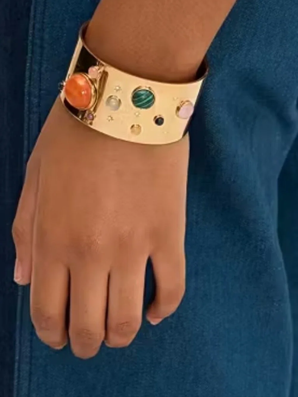 kate spade Gold Multistone Cuff Bracelet with Green, Coral and Pink Accents